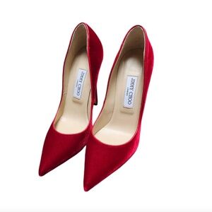 Jimmy Choo Red Velvet Abel Pointed Toe Pumps Size 37